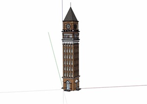 欧式详细的景观钟楼素材设计SU(草图大师)模型