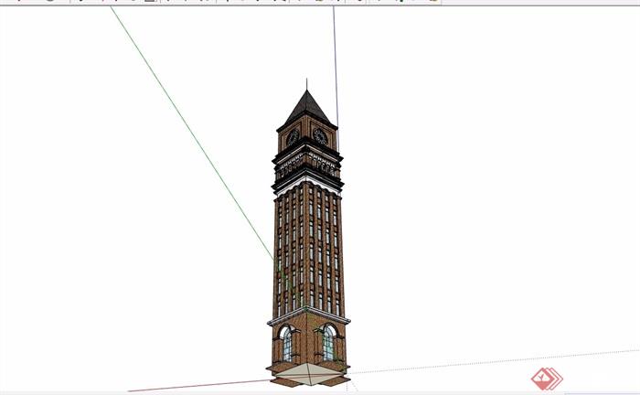 欧式详细的景观钟楼素材设计su模型