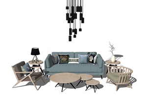 现代北欧风格室内家装客厅场景模型组合suSU(草图大师)模型