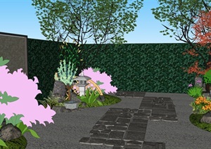 日式庭院花园景观设计SU(草图大师)模型