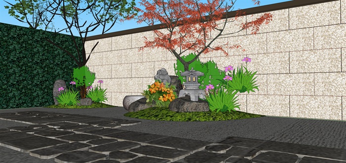日式庭院花园景观设计su模型(3)