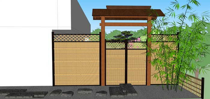 日式庭院花园景观设计su模型(5)