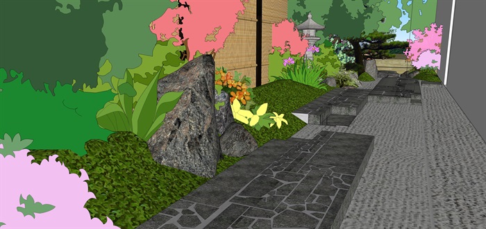 日式庭院花园景观设计su模型(9)