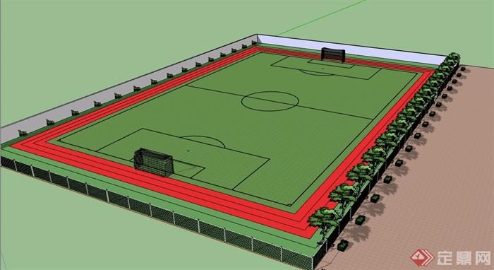 某现代风格详细的运动足球场设计su模型