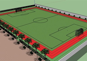 某现代风格详细的运动足球场设计SU(草图大师)模型