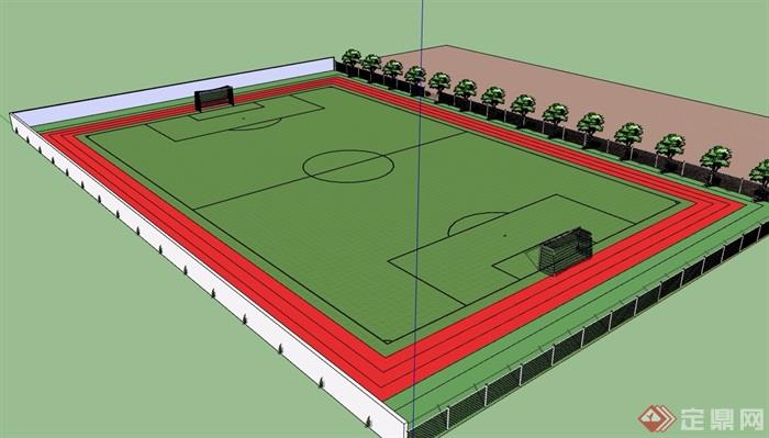 某现代风格详细的运动足球场设计su模型