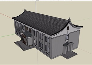 古典中式风格两层详细的文化展览馆设计SU(草图大师)模型