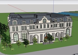 欧式风格详细的多层完整会所设计SU(草图大师)模型