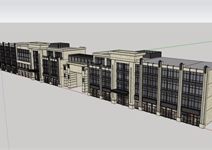 新古典风格多层商业楼建筑设计SU(草图大师)模型