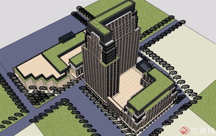 某详细的完整高层办公建筑楼设计su模型