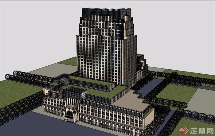 某详细的完整高层办公建筑楼设计su模型