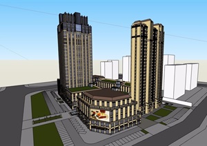 某详细的商业住宅高层建筑楼设计SU(草图大师)模型