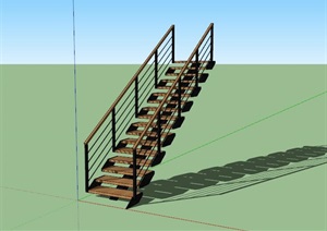 现代创意钢木连续造型楼梯