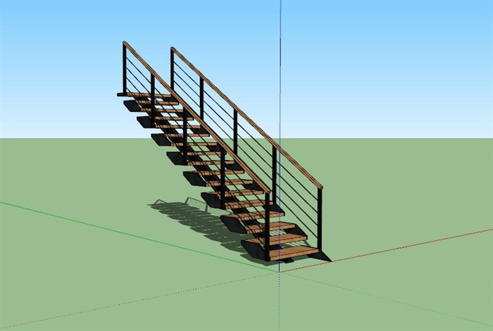 现代创意钢木连续造型楼梯(2)