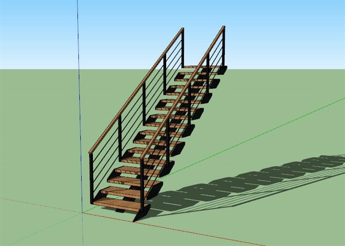 现代创意钢木连续造型楼梯(1)