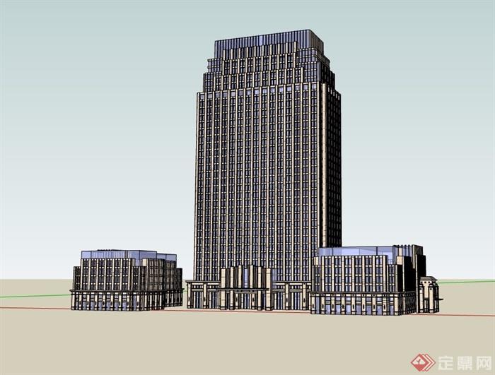 某现代风格详细的酒店大厦建筑设计su模型
