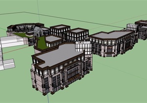 新古典风格商业区多层建筑楼设计SU(草图大师)模型