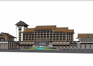 中式详细的酒店建模SU(草图大师)模型