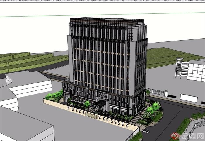 某详细的完整办公建筑楼设计su模型