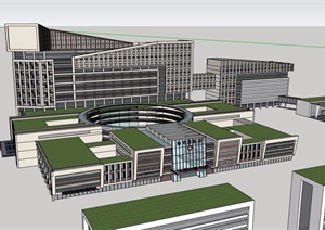 某详细的独特医院建筑楼设计SU(草图大师)模型