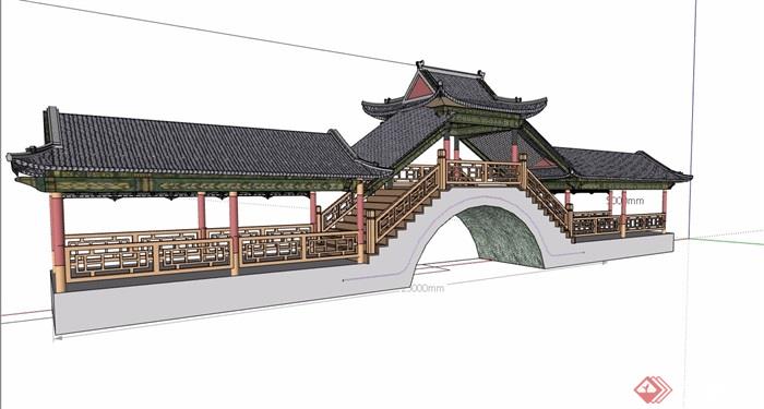 古典中式风格详细的廊桥素材设计su模型