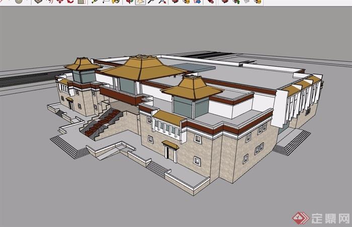 西藏博物馆详细完整建筑设计su模型