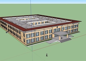 2层政府办公楼建筑SU(草图大师)模型