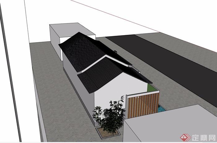 欧式风格详细的单层售楼处完整建筑su模型