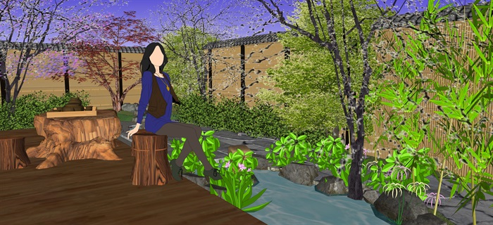 日式庭院景观设计su模型(2)