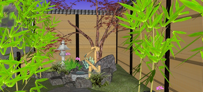 日式庭院景观设计su模型(11)