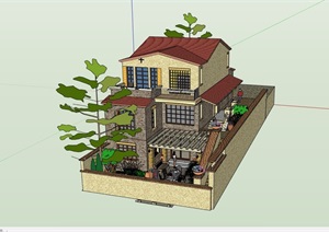 欧式风格详细的整体多层住宅别墅SU(草图大师)模型