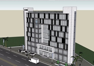 8层详细的办公建筑楼设计SU(草图大师)模型
