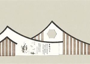 新中式景墙景观SU(草图大师)模型