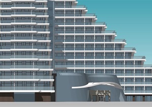 现代退台式度假酒店 公寓SU(草图大师)模型