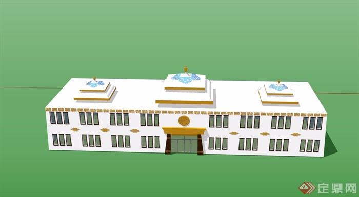 两层蒙古餐厅建筑设计su模型