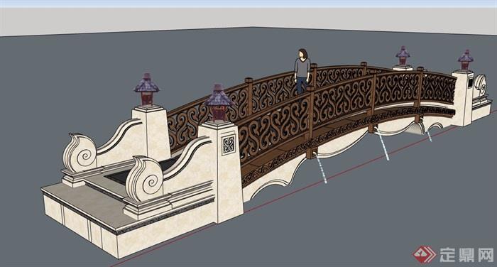 欧式风格详细的拱桥园桥素材设计su模型