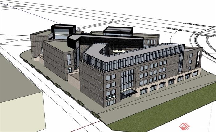 現代風格詳細的多層文化館建築設計su模型