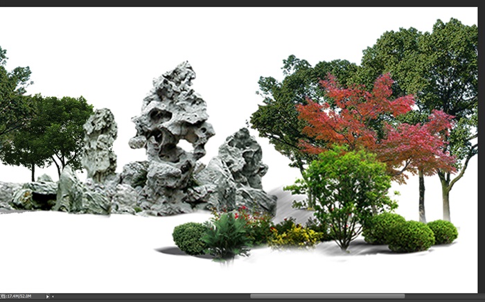 太湖石植物组景景观后期制作素材psd2(1)