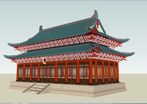 重檐歇山顶古建筑SU(草图大师)模型