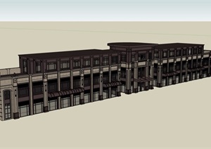 新古典风格详细的完整商业建筑楼SU(草图大师)模型