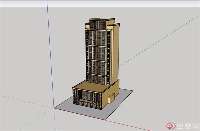 详细的高层完整酒店建筑设计su模型