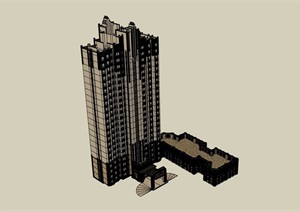新古典风格详细的商业住宅楼设计SU(草图大师)模型