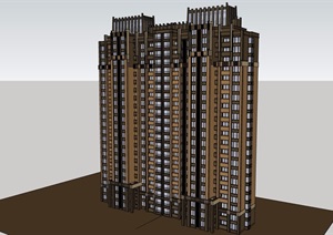 新古典风格详细的完整高层居住楼设计SU(草图大师)模型