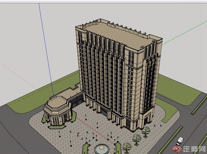新古典风格详细的完整酒店建筑设计su模型