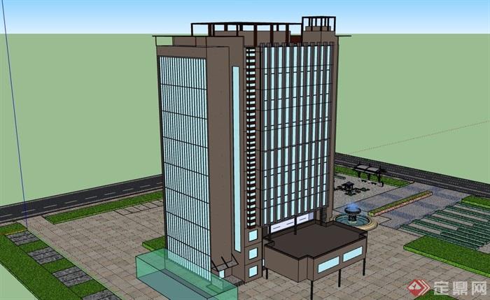 详细的完整高层办公建筑楼设计su模型