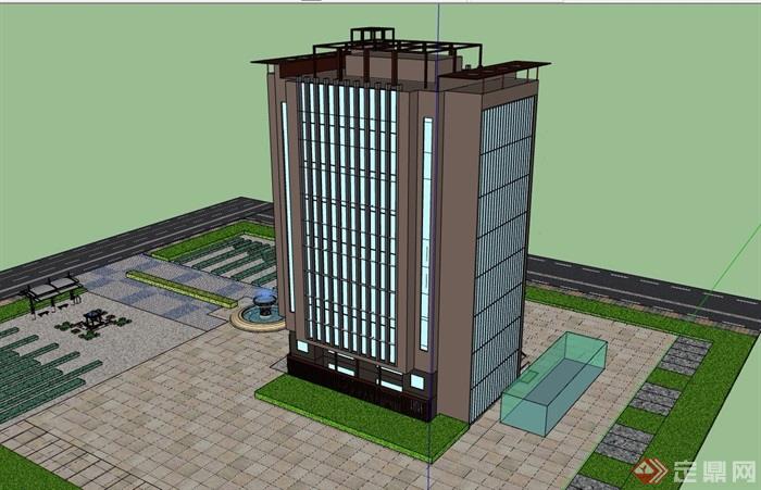 详细的完整高层办公建筑楼设计su模型
