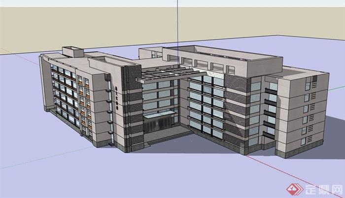 现代多层完整的教学楼完整建筑设计su模型