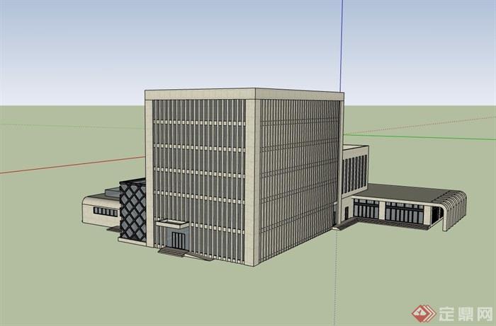 现代风格独特详细的完整办公建筑楼su模型