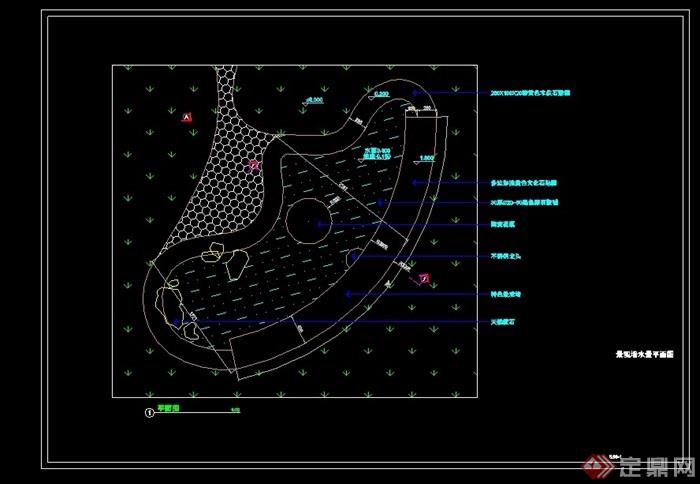 詳細的園林景觀水池水景設計cad施工圖