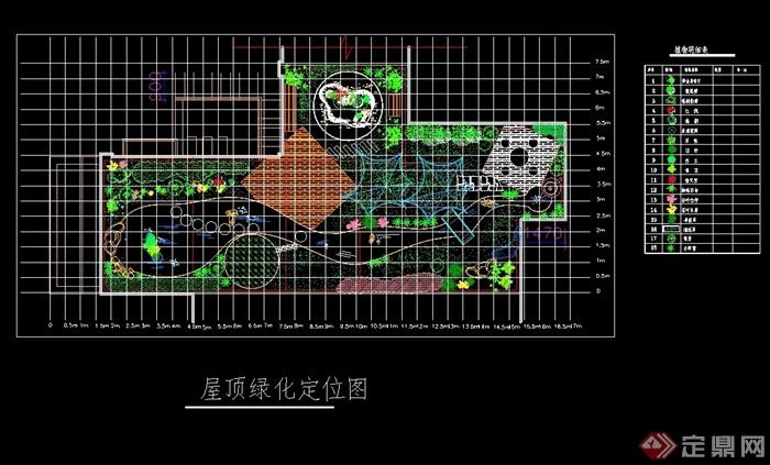 屋顶花园绿化设计cad平面图